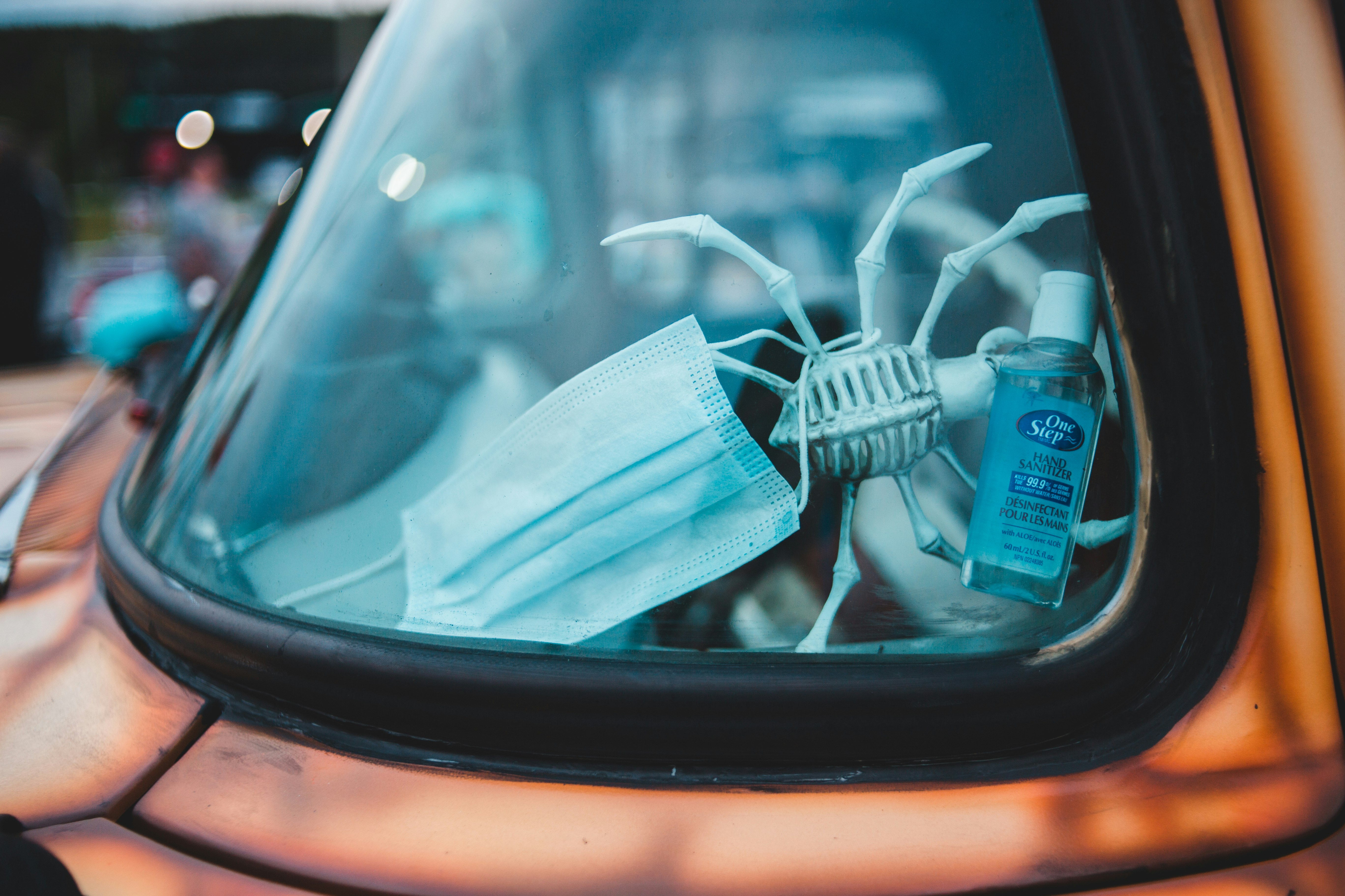 white plastic clothes hanger in car